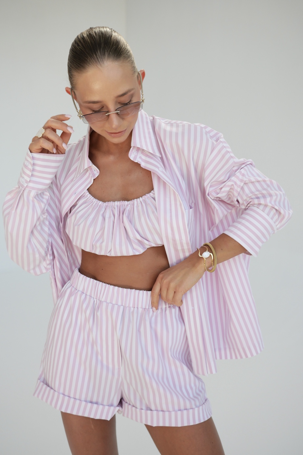 Top Calma blue stripes damski