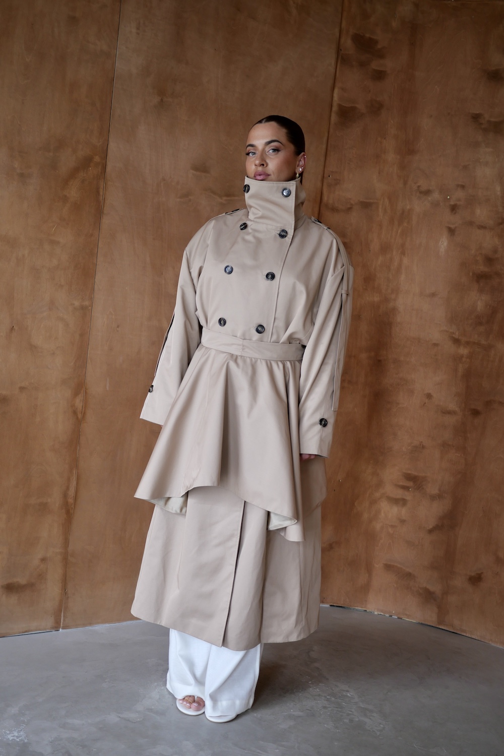 Peleryna Flora beige beżowa