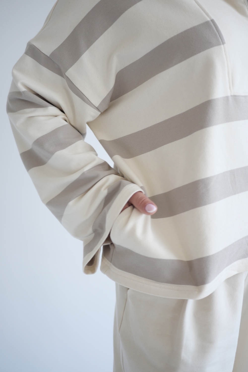 Bluza Lora natural stripes fason oversize