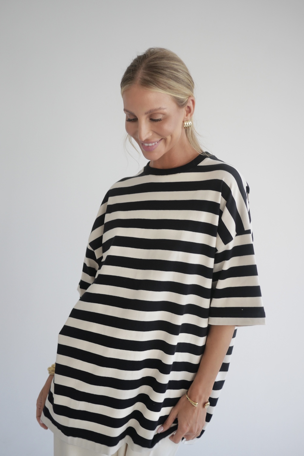 T-shirt Mandre black stripes 2.0 fason
