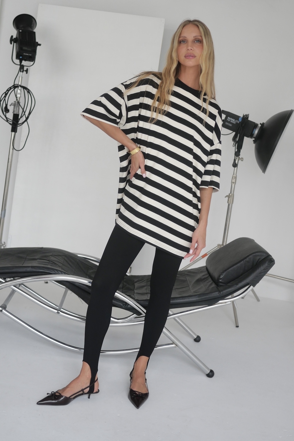 T-shirt Mandre black stripes 2.0 damski