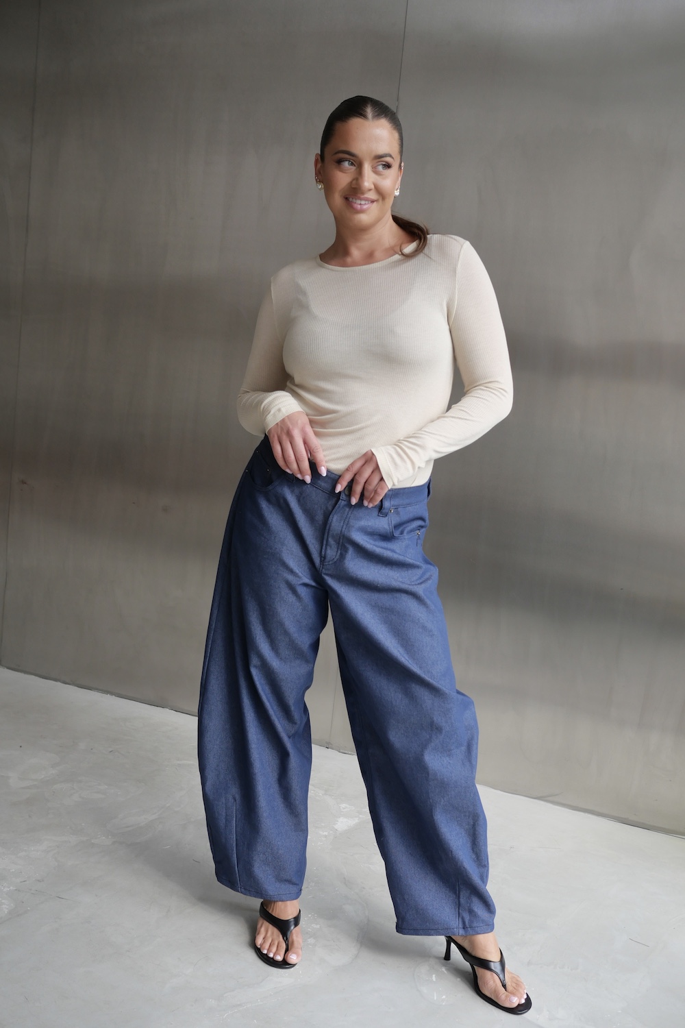 Spodnie Rufi jeans navy damskie zdjęcie 4