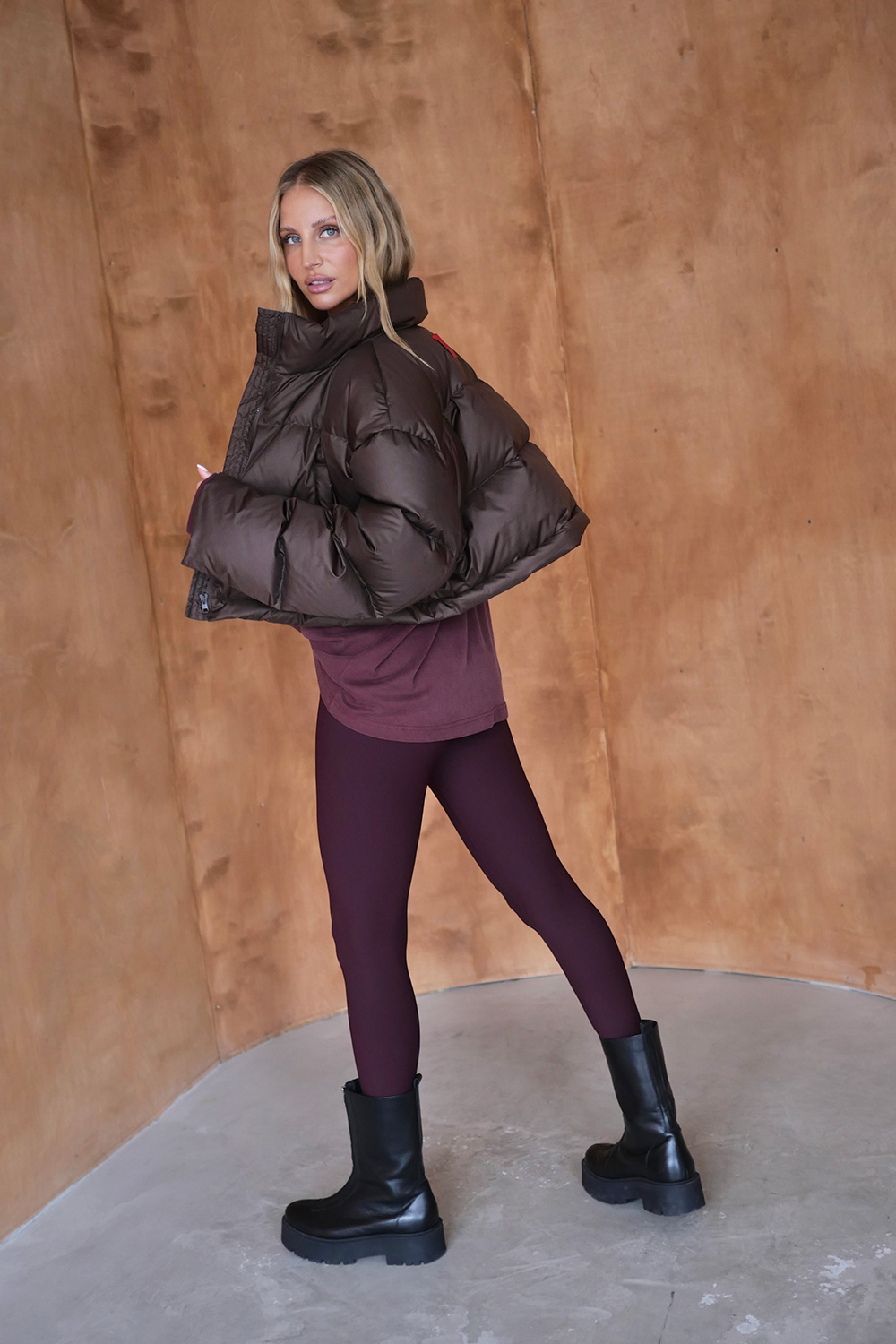 Kurtka puffer Arosa brown damska zdjęcie 2