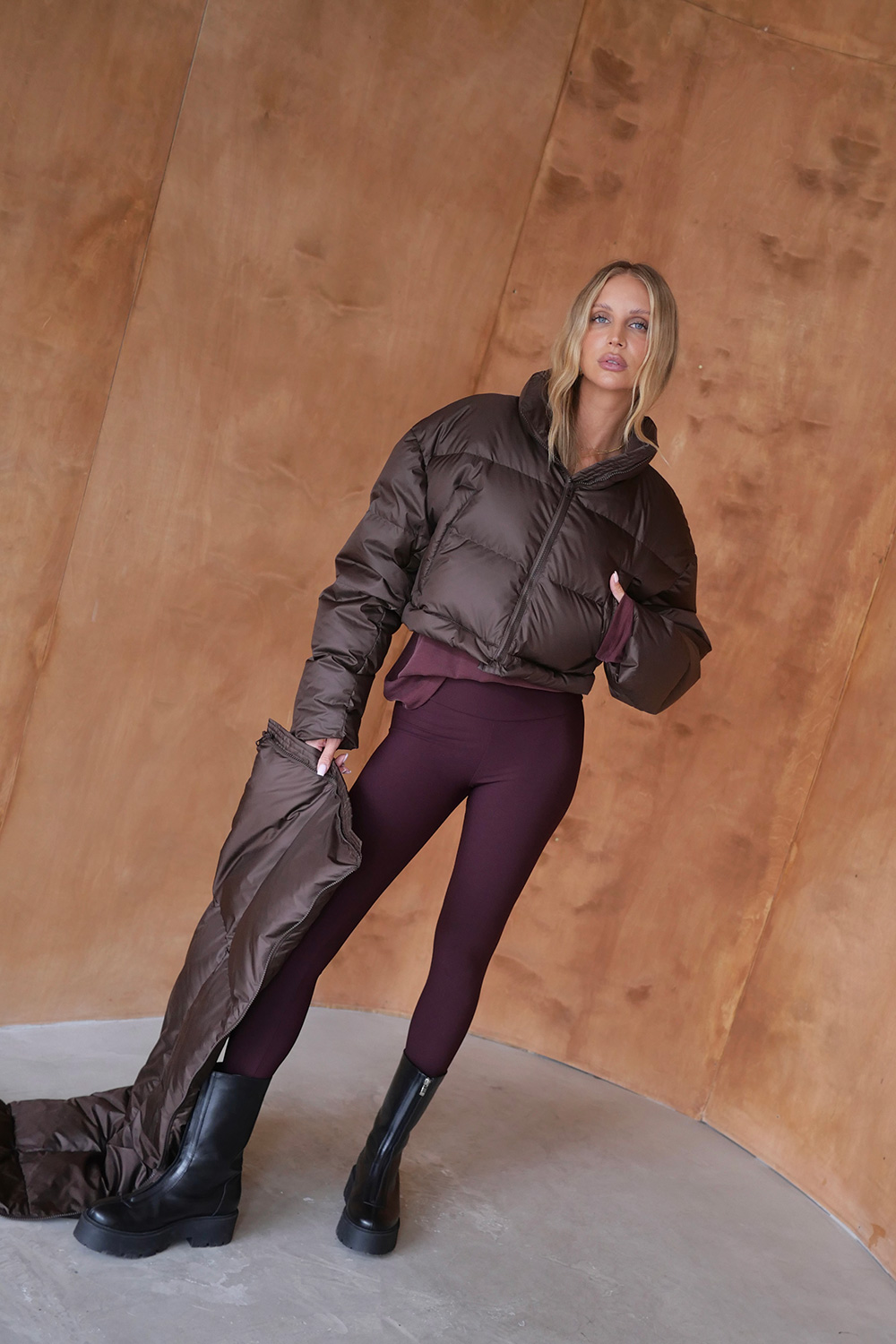Kurtka puffer Arosa brown damska zdjęcie 6