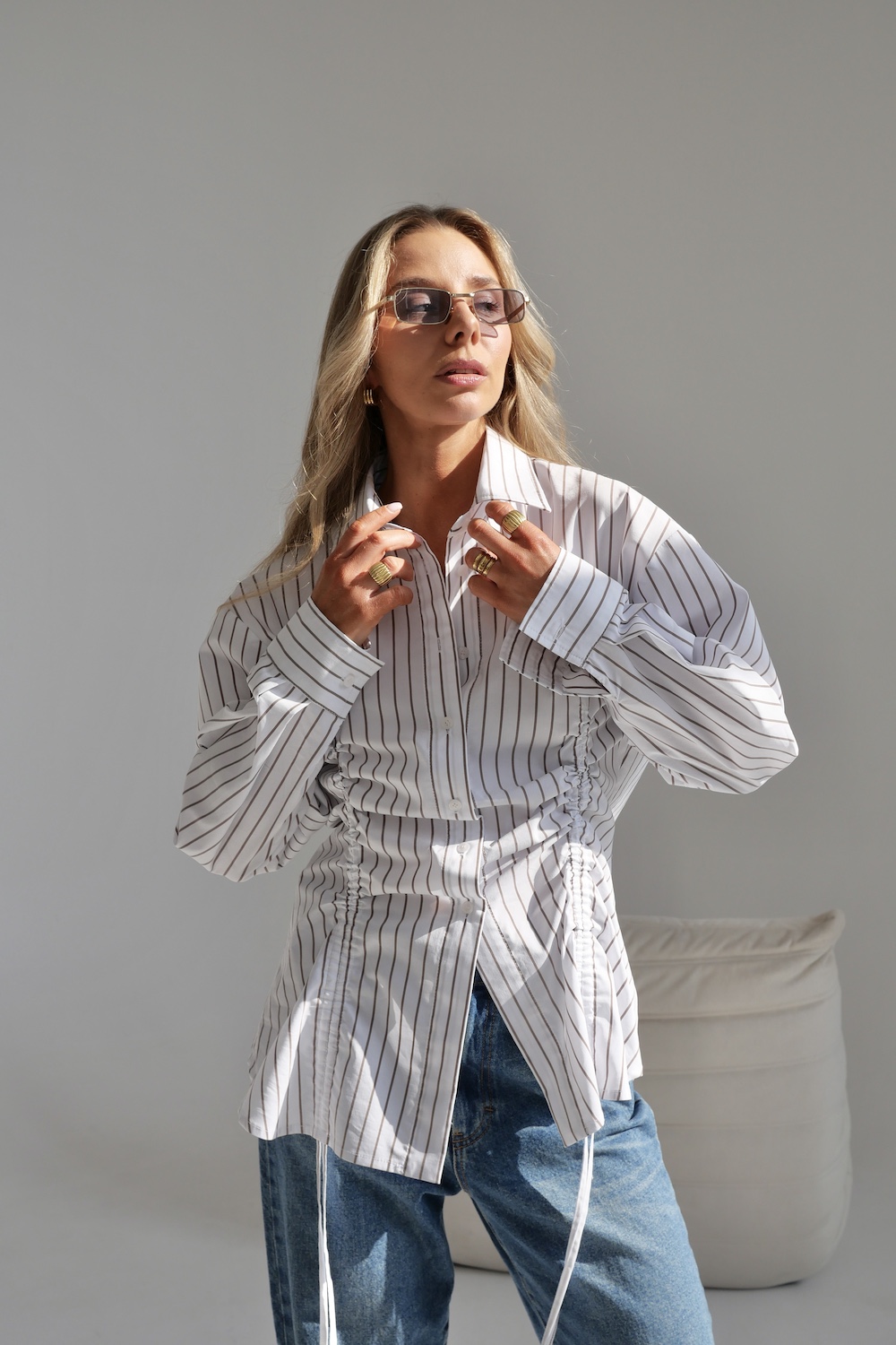 Koszula Melia Stripes Off White Carmel